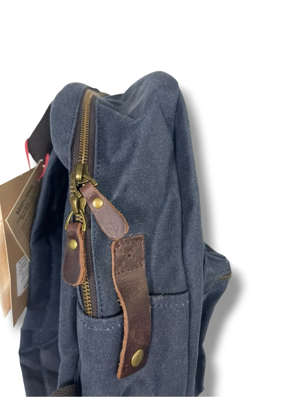 Purnell Waxed Canvas And Leather Backpack Small Blue 13” Laptop Water Resistant
